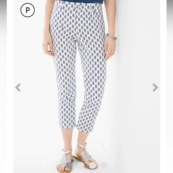 NWOT CHICOS SO SLIMMING PAISLEY GIRLFRIEND CROP PANTS - Picture 1 of 7